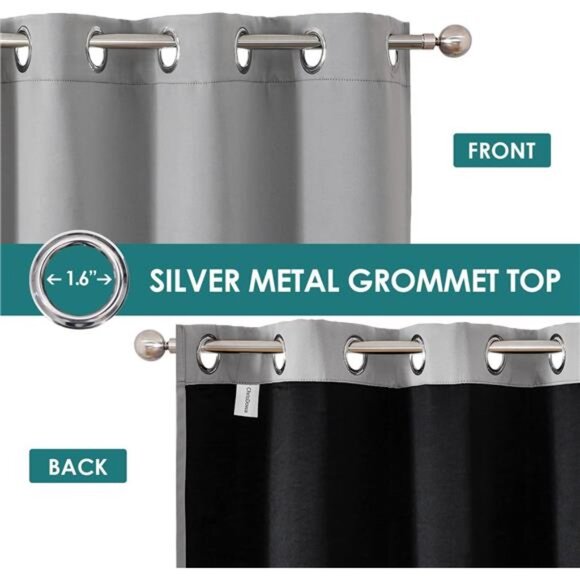 100% Blackout Curtains for Bedroom with Black Liner,2Thick Layers Total Blackout - Picture 3 of 8